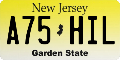 NJ license plate A75HIL