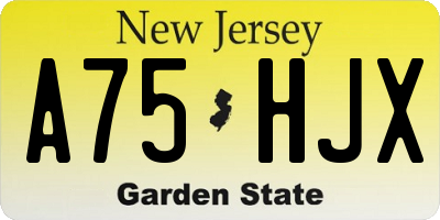 NJ license plate A75HJX