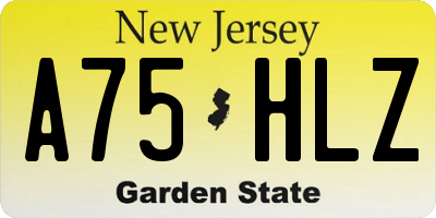 NJ license plate A75HLZ