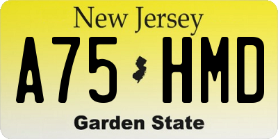 NJ license plate A75HMD
