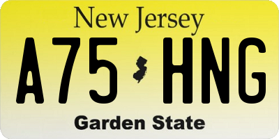 NJ license plate A75HNG