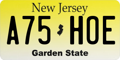 NJ license plate A75HOE