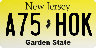 NJ license plate A75HOK