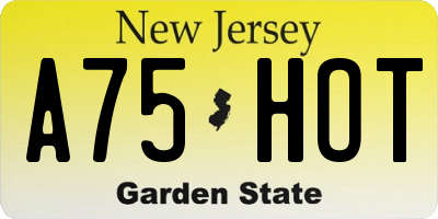 NJ license plate A75HOT