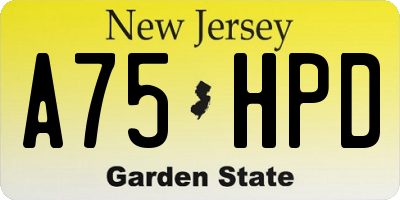 NJ license plate A75HPD