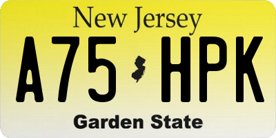 NJ license plate A75HPK