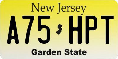 NJ license plate A75HPT