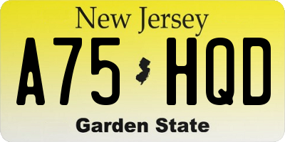 NJ license plate A75HQD