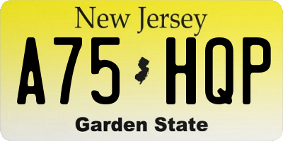 NJ license plate A75HQP