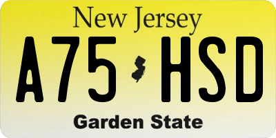 NJ license plate A75HSD