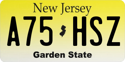 NJ license plate A75HSZ