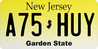 NJ license plate A75HUY