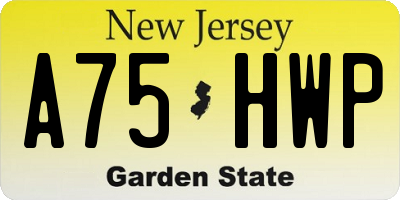 NJ license plate A75HWP