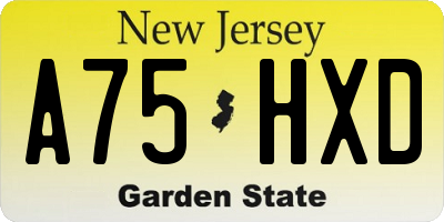 NJ license plate A75HXD