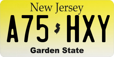 NJ license plate A75HXY