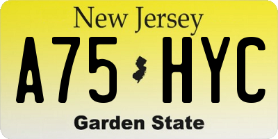 NJ license plate A75HYC