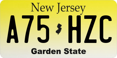 NJ license plate A75HZC