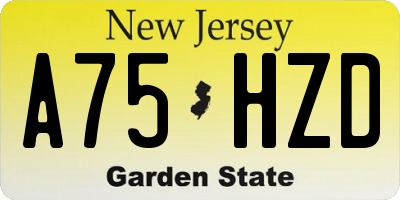 NJ license plate A75HZD