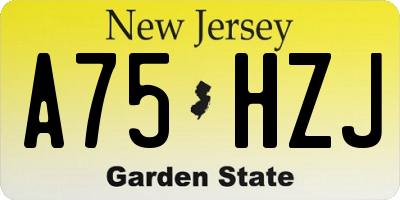NJ license plate A75HZJ