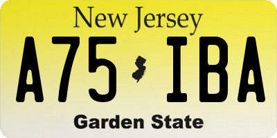 NJ license plate A75IBA