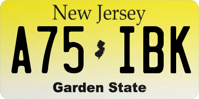 NJ license plate A75IBK