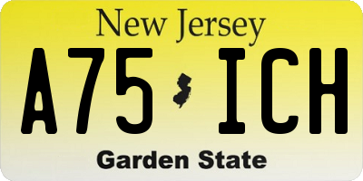 NJ license plate A75ICH