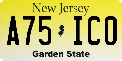 NJ license plate A75ICO