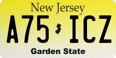 NJ license plate A75ICZ