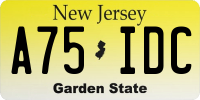 NJ license plate A75IDC