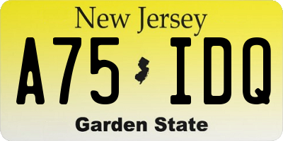 NJ license plate A75IDQ