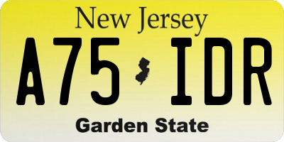 NJ license plate A75IDR