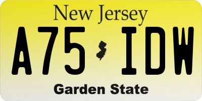 NJ license plate A75IDW