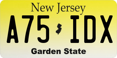 NJ license plate A75IDX