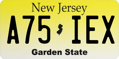 NJ license plate A75IEX