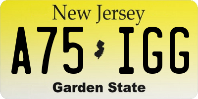 NJ license plate A75IGG