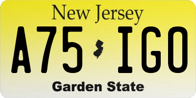 NJ license plate A75IGO