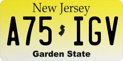 NJ license plate A75IGV