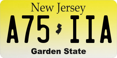 NJ license plate A75IIA