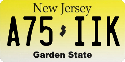 NJ license plate A75IIK