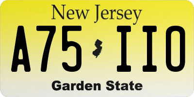 NJ license plate A75IIO