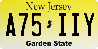 NJ license plate A75IIY