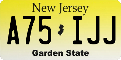 NJ license plate A75IJJ
