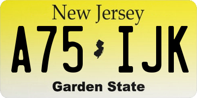 NJ license plate A75IJK