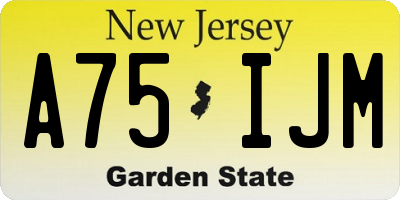 NJ license plate A75IJM