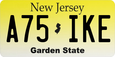 NJ license plate A75IKE