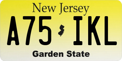 NJ license plate A75IKL
