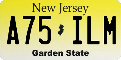 NJ license plate A75ILM