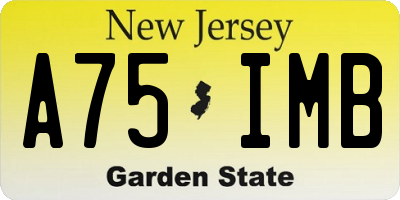 NJ license plate A75IMB