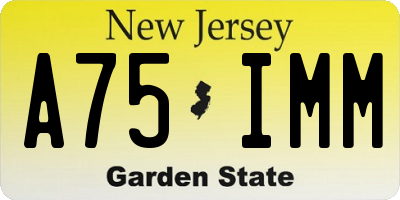 NJ license plate A75IMM