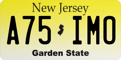 NJ license plate A75IMO